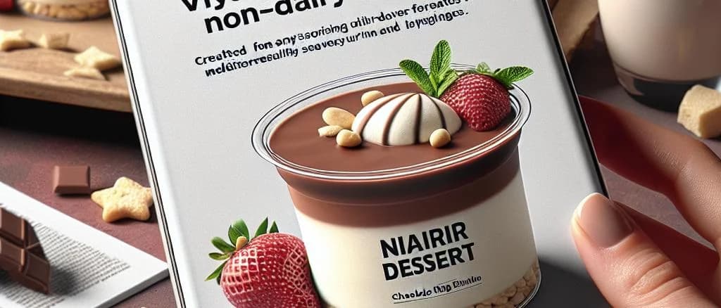 assorted non-dairy desserts with various packaging options displayed on a clean white background