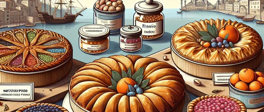 assortment of freshly baked nuts pies with diverse ingredients