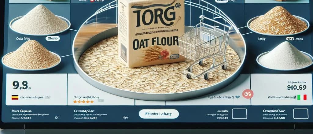Variations of oat flour packaging with different background settings