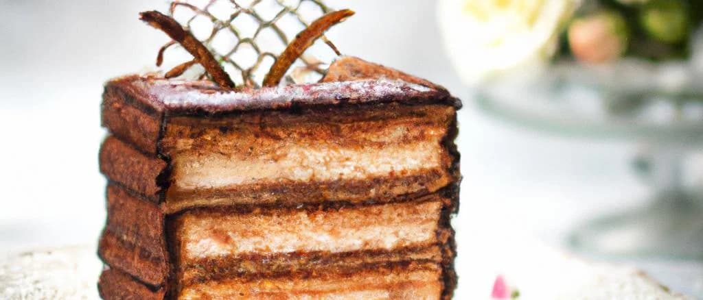 Three variations of Opera Cake with elegant backgrounds