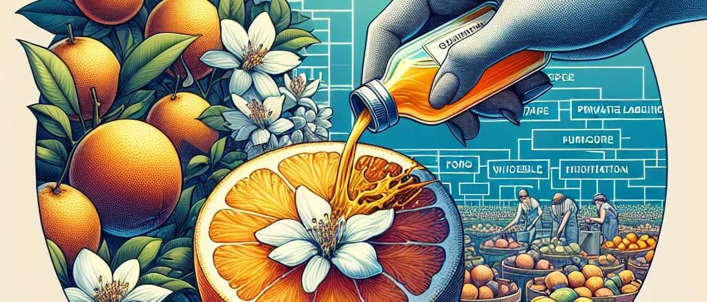 Variety of orange blossom honey jars on wooden table