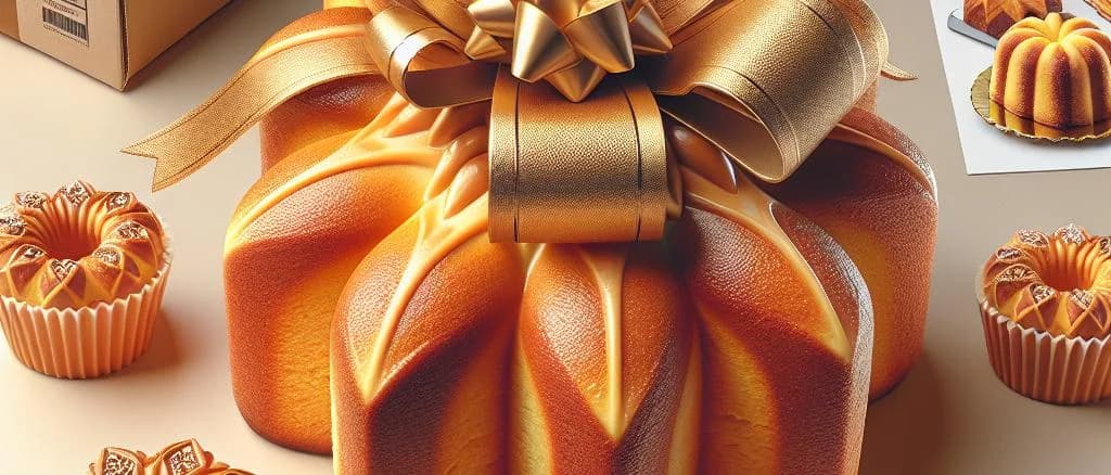 Italian Pandoro in various packaging options with festive backgrounds