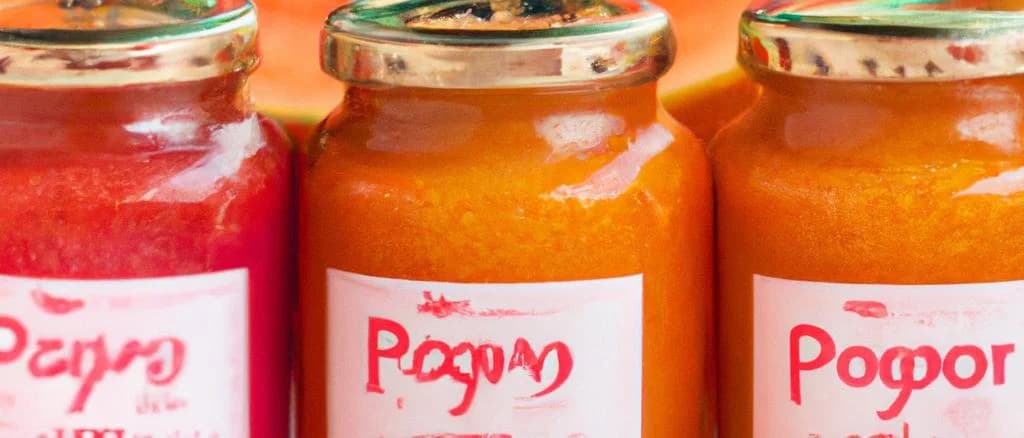 Papaya jams with various packaging options on a colorful background