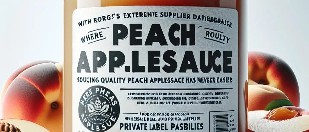 Peach applesauce jars with wooden background, showcasing multiple packaging variations