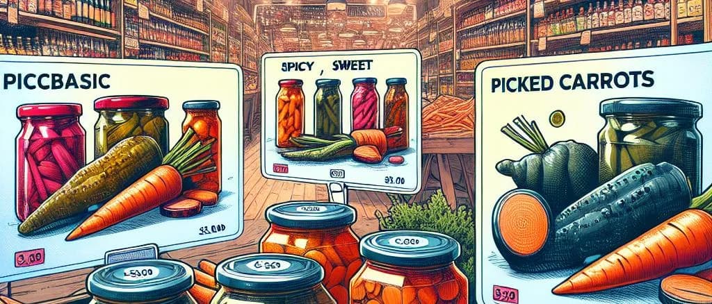 variety of pickled carrots in jars on a wooden surface