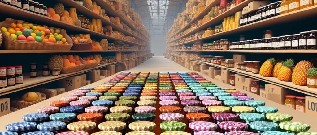 Variety of pineapple jam jars with tropical backgrounds