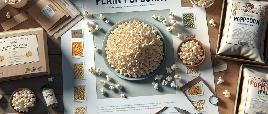 Various plain popcorn options on display with different packaging variations