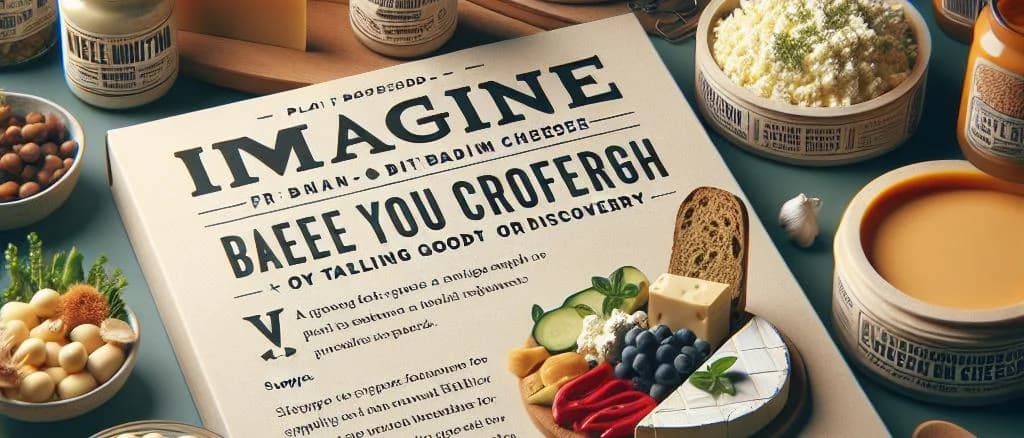 Various plant cheese products with different packaging options on a rustic wooden table.