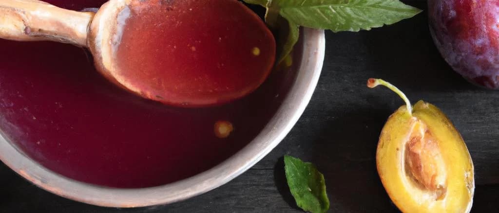 assorted plum compotes in various packaging with natural background