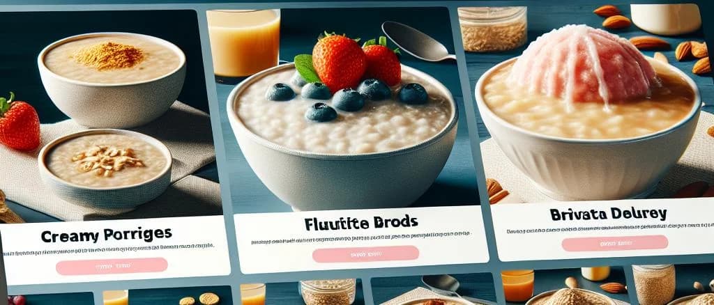 close-up of assorted porridge variations in modern packaging