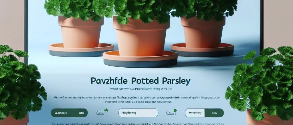 Assorted potted parsley plants in eco-friendly packaging on wooden surface, showcasing freshness and diversity