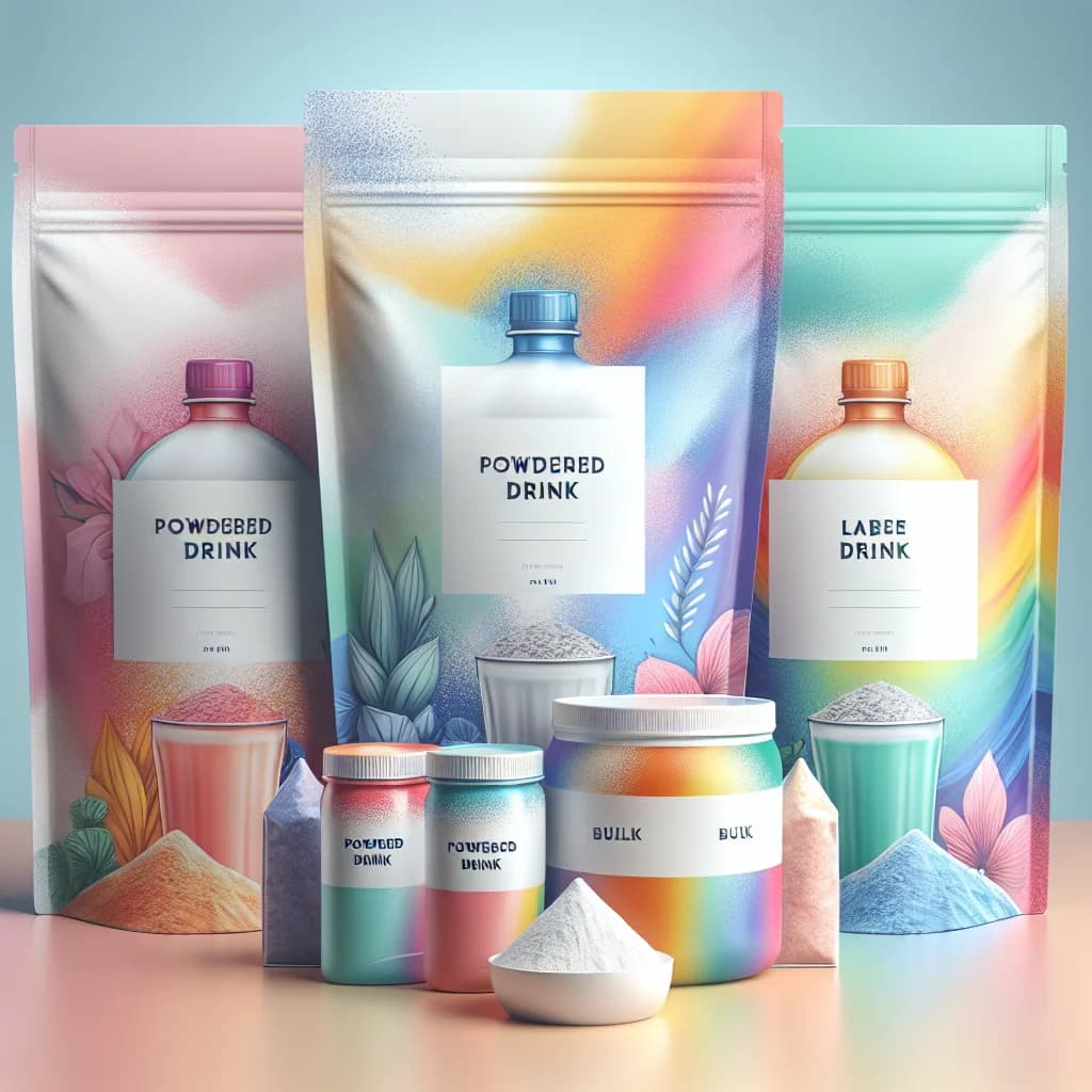 powdered drink packaging variations for B2B buyers, showcasing private label and bulk options