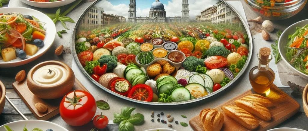 Variety of packaged prepared salads in eco-friendly containers