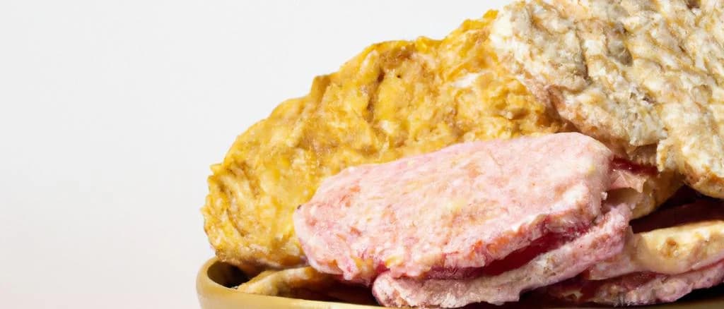 Variety of puffed oat cakes in different packaging on a wooden table