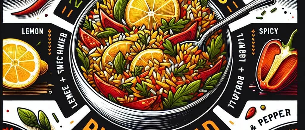 Assorted rice salads in various packaging and flavors on a wooden tabletop