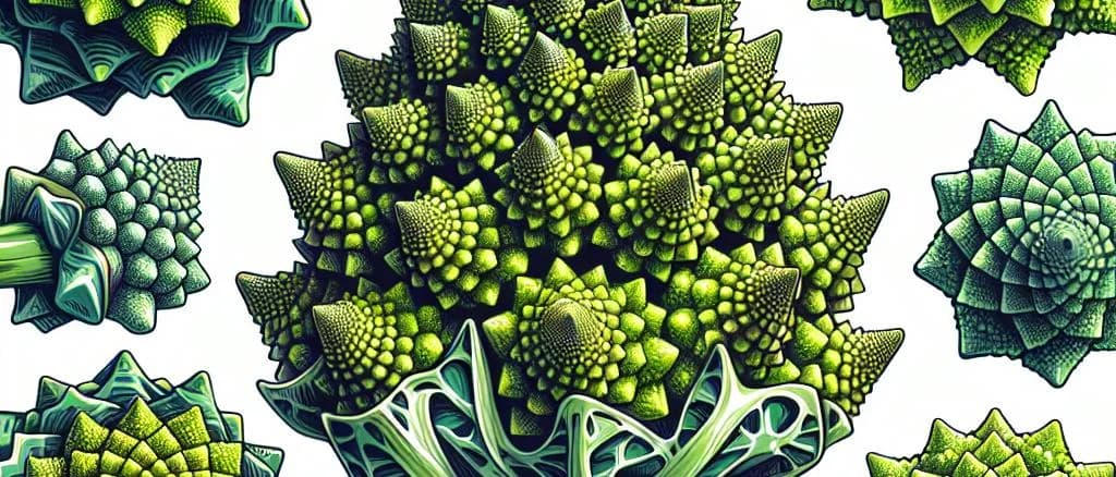 Romanesco broccoli variations on a wooden table with various packaging options