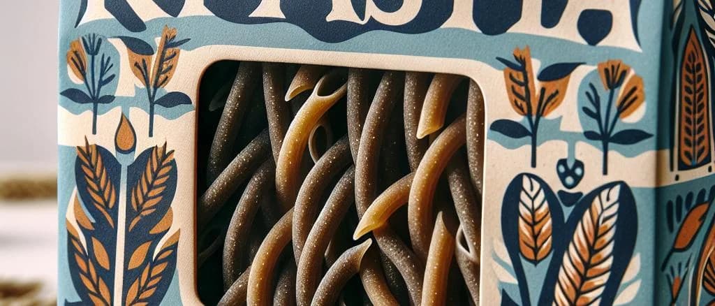 Assorted rye pasta in varied shapes on a rustic wooden background