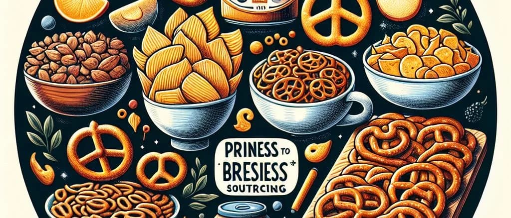 Assorted salty snacks with vibrant packaging and neutral background