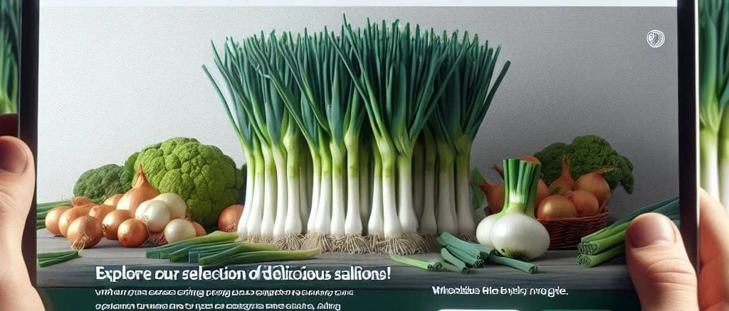 fresh scallions with diverse packaging on white background