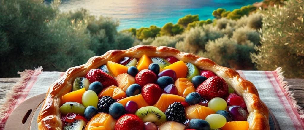 Assorted shortcrust pastry variations on a wooden background