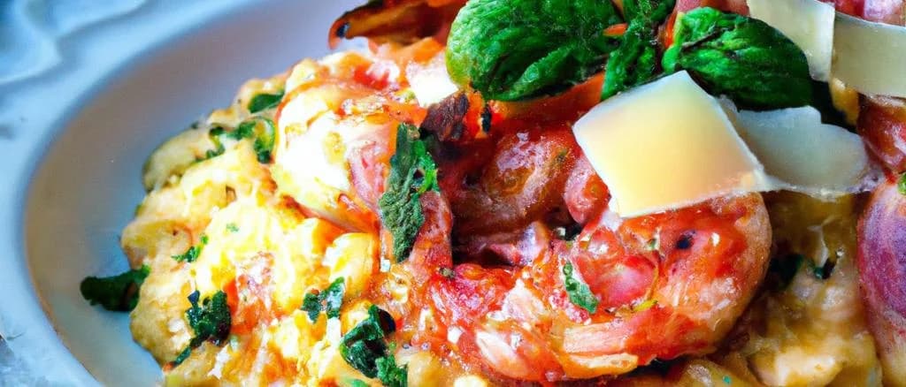 Stylish display of packaged shrimp risotto varieties with gourmet ingredients.