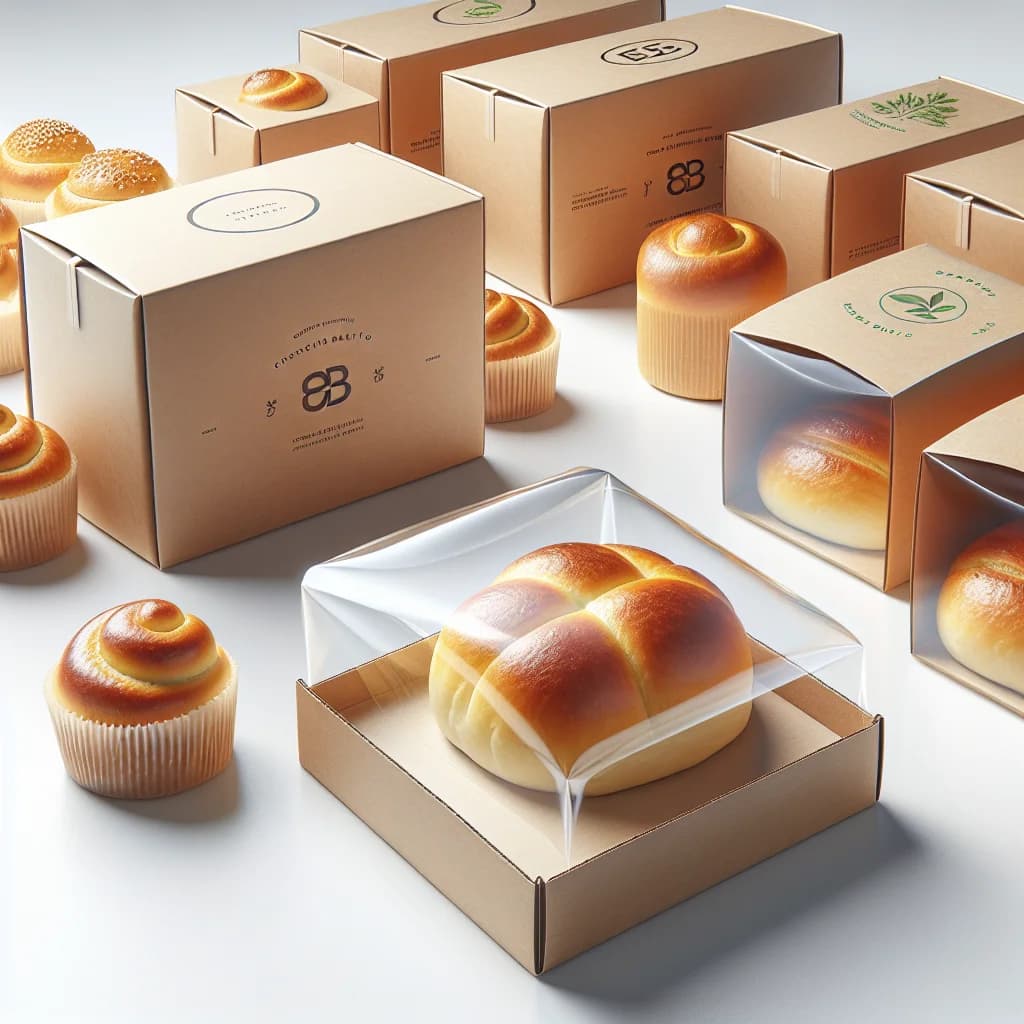 small baked rolls in different packaging variations on a clean white background