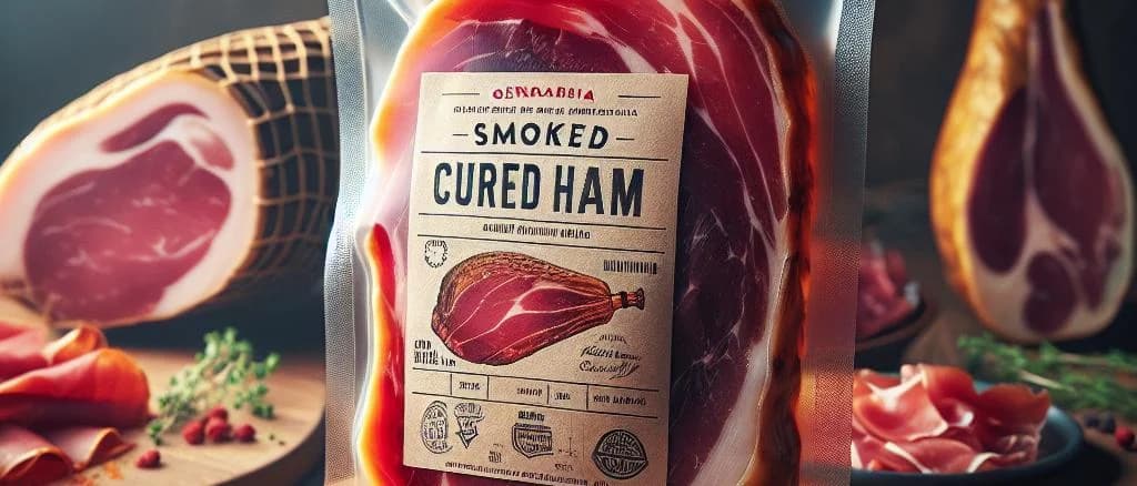 Varieties of smoked cured ham with unique packaging