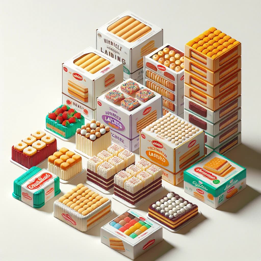 assorted snack cakes in various packaging on a clean, neutral background