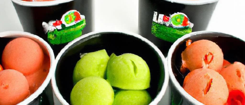 assorted sorbet tubs on a vibrant background