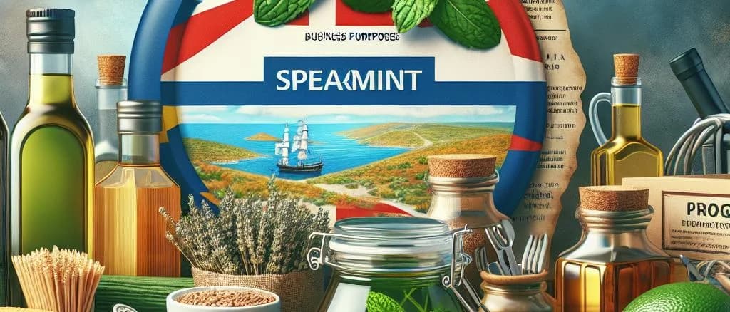 Various spearmint product variations with lush green leaves