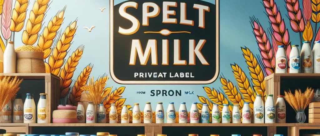 Three variations of spelt milk in diverse packaging on a wooden background
