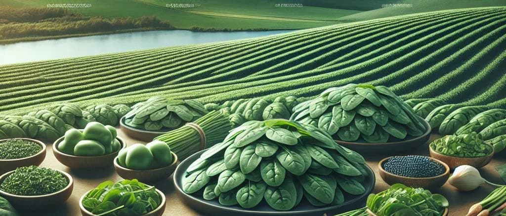 Fresh spinach leaves in various packaging options with a natural background