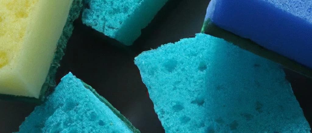 various types of sponges for industrial and commercial use, displayed on a white background with different textures and colors
