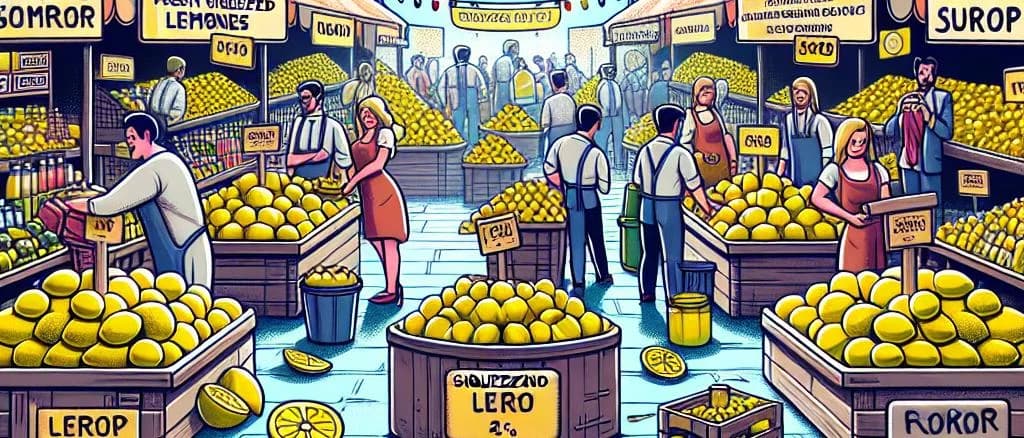 varied squeezed lemon juice bottles on a kitchen counter