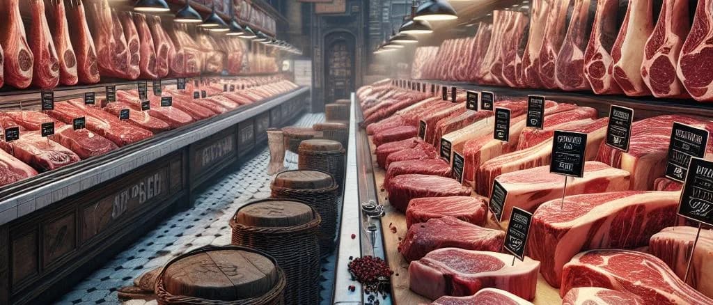 Premium steak cuts on different backgrounds showcasing packaging variations