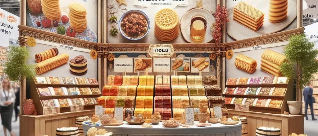 variety of packaged stuffed wafers with different fillings on a wooden background