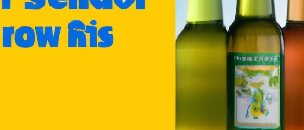 Varieties of sweet cider bottles on a wooden table with an orchard background