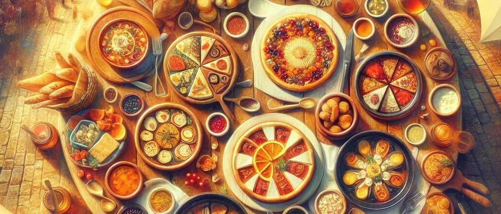 Tartiflette variations with rustic background and diverse cheese options