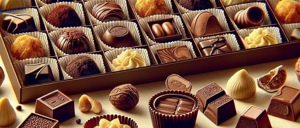Assorted truffle products with varied packaging on rustic wood surface