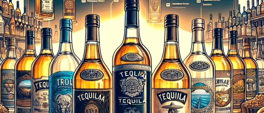 Assortment of premium Tequila bottles with varying packaging