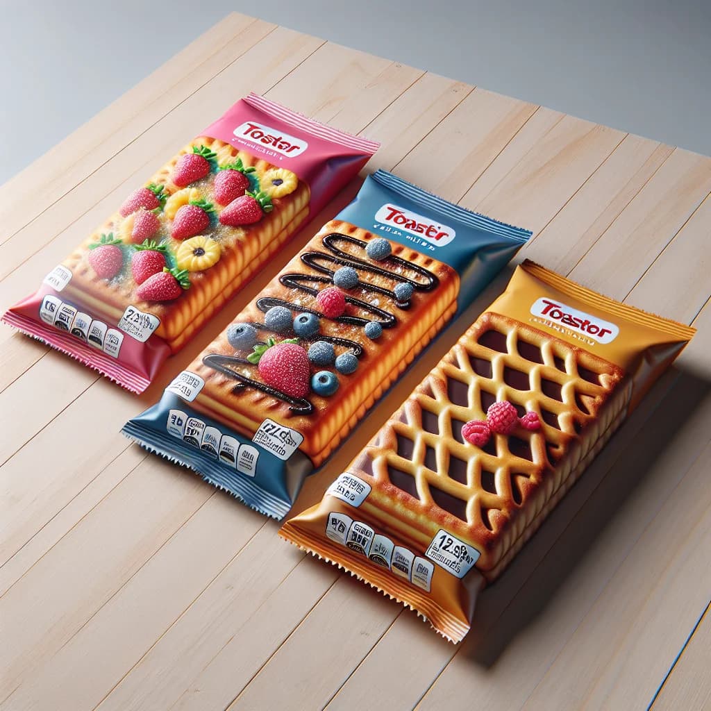 toasting pastries with assorted flavors on sleek modern packaging for b2b wholesale