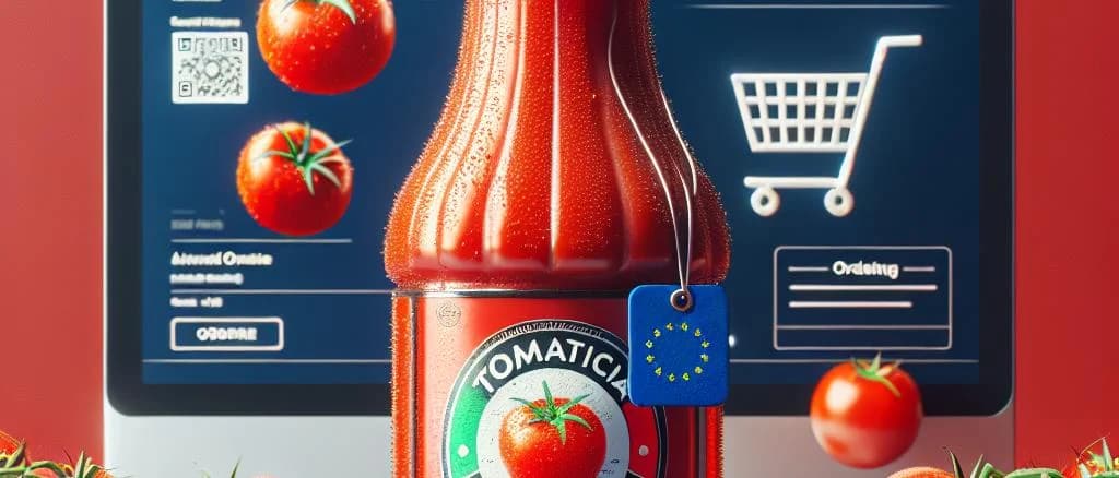 Varieties of tomato juice in glass bottles and cartons on a wooden table