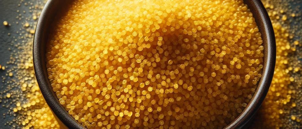 wheat semolina variations with different packaging on a wooden background