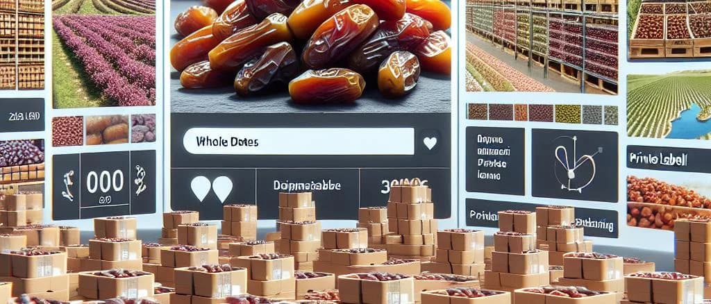 whole dates packaging variations on wooden table