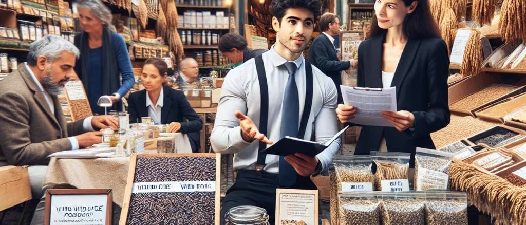 wild rice varieties on natural wooden background