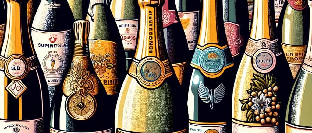 Wine Sparkler bottle variations with different flavors