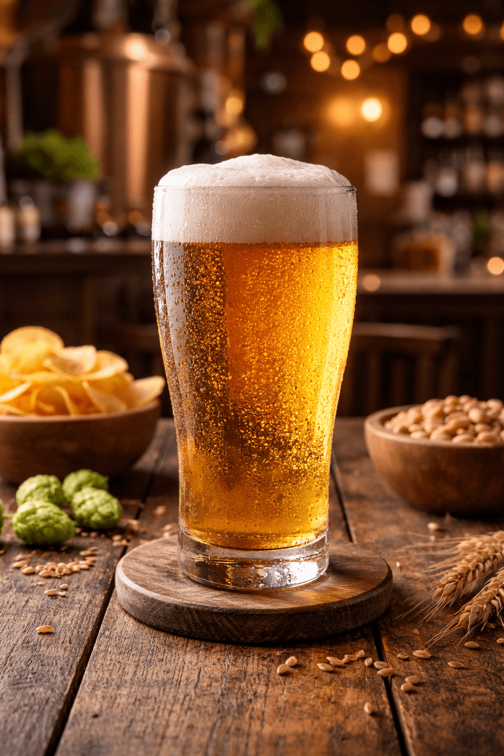 glass of beer on table