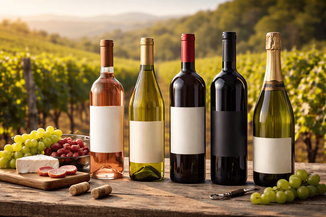 unlabeled wine bottles