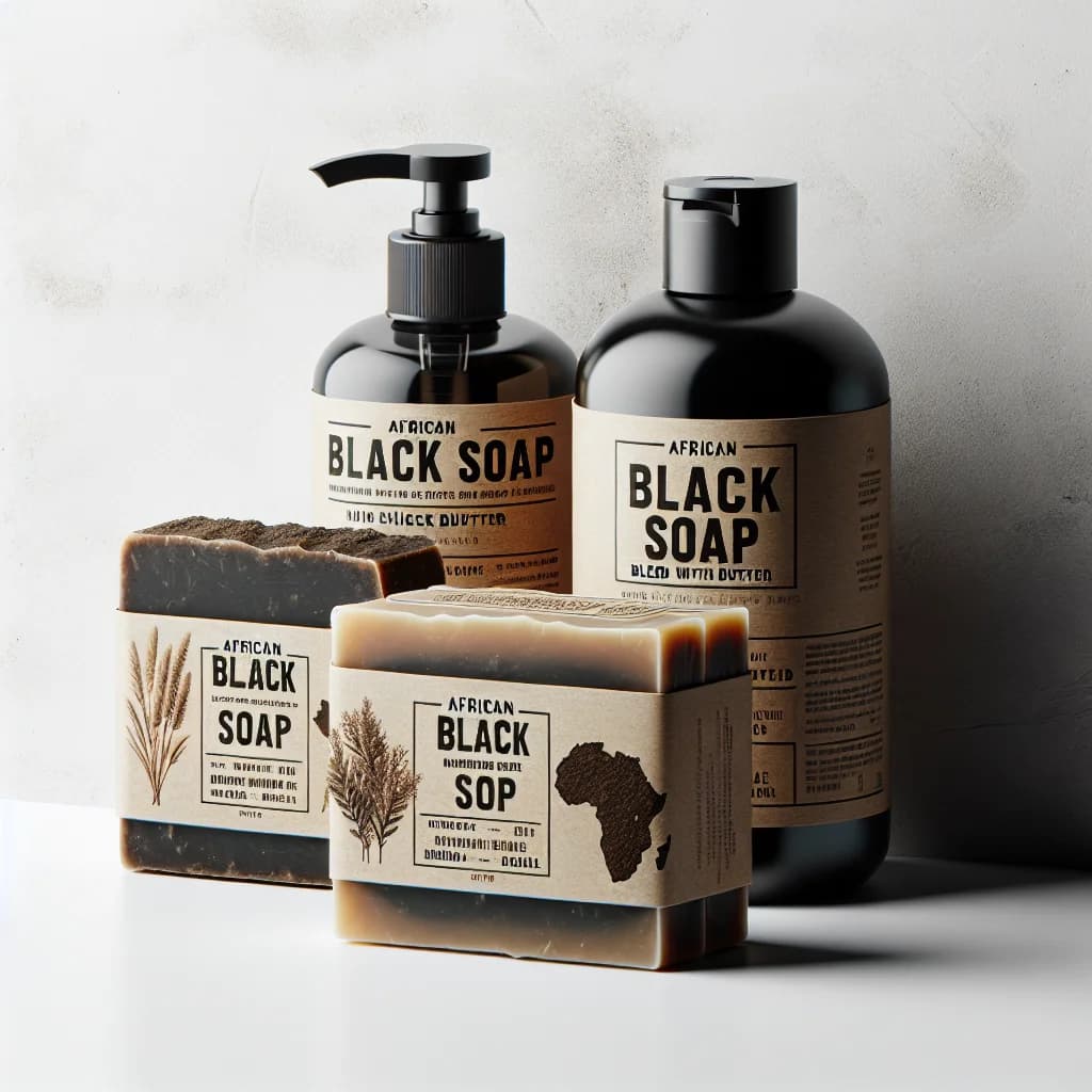 colorful packaging of African Black Soap variations for wholesale and private label