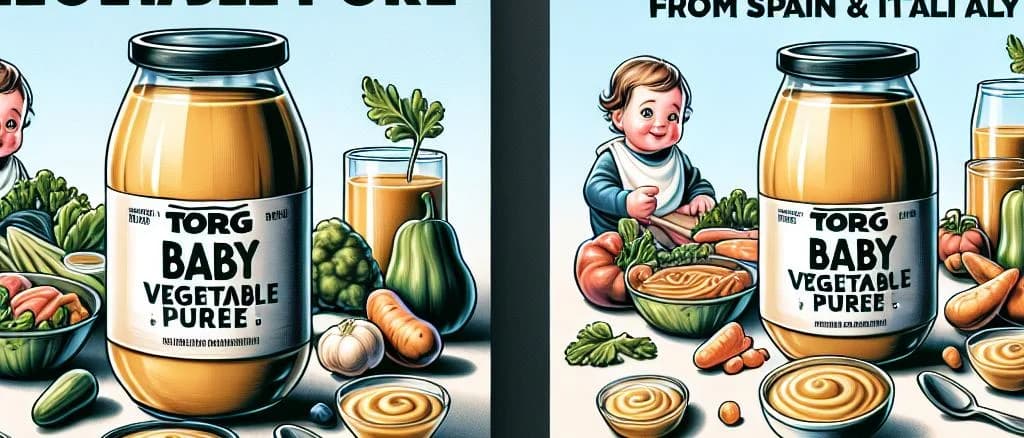 Assorted baby vegetable purees in various packaging